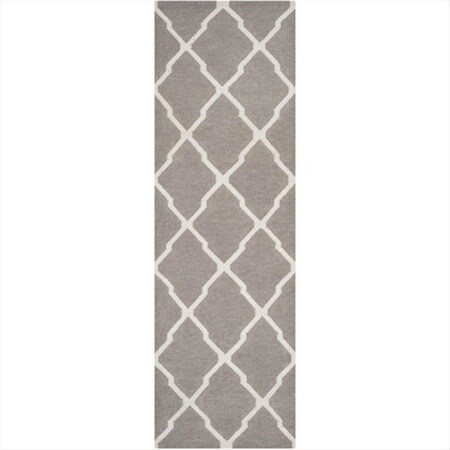 Safavieh 2 Ft. - 6 In. X 12 Ft. Runner- Contemporary Dhurries Dark Grey And Ivory Flatweave Rug DHU634G-212